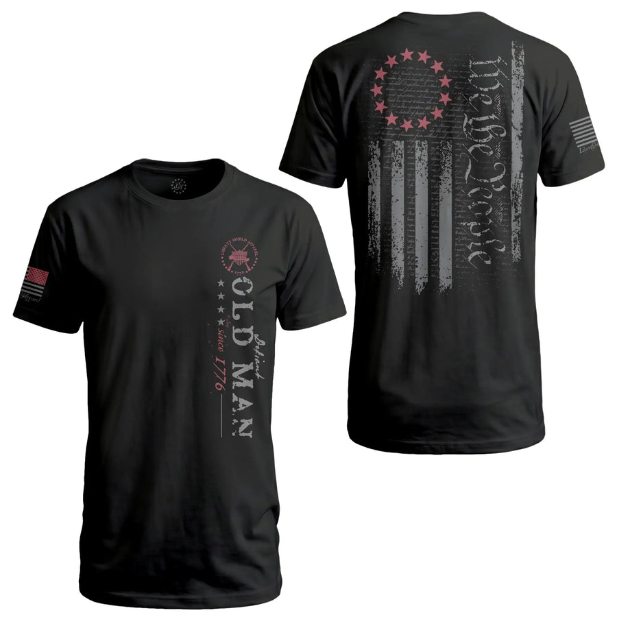 Defiant Old Man 1776 Flag - T-Shirt